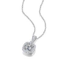 Elegant Romantic Square Sterling Silver Inlay Moissanite Pendant Necklace sku image 1