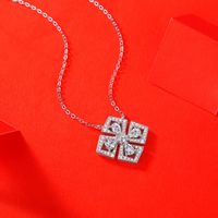 Sweet Geometric Sterling Silver Plating Inlay Moissanite Pendant Necklace main image 4