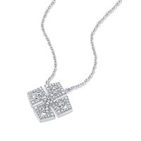 Sweet Geometric Sterling Silver Plating Inlay Moissanite Pendant Necklace main image 3