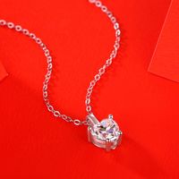 Elegant Dame Herzform Sterling Silber Inlay Moissanit Halskette Mit Anhänger main image 1