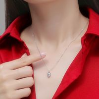 Elegant Lady Heart Shape Sterling Silver Inlay Moissanite Pendant Necklace main image 3
