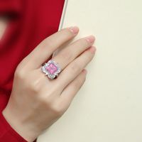 Ig Style Shiny Square Flower Sterling Silver High Carbon Diamond Open Rings In Bulk main image 3