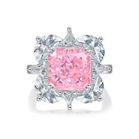 Ig Style Shiny Square Flower Sterling Silver High Carbon Diamond Open Rings In Bulk sku image 3