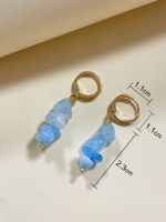 1 Pair Simple Style Commute Shiny Color Block Plating Stainless Steel Turquoise Titanium White Gold Plated Drop Earrings main image 2