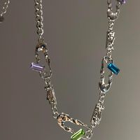 Fairy Style Square Alloy Inlay Artificial Crystal Women's Necklace main image 3