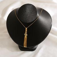 316 Stainless Steel  Turquoise 14K Gold Plated Elegant Luxurious Plating Inlay Devil'S Eye Sector Tassel Turquoise Pendant Necklace main image 4