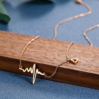 304 Stainless Steel 18K Gold Plated French Style Modern Style Korean Style Plating Electrocardiogram Necklace main image 5