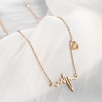 304 Stainless Steel 18K Gold Plated French Style Modern Style Korean Style Plating Electrocardiogram Necklace main image 4