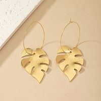 1 Pair French Style Simple Style Leaves Plating Alloy Drop Earrings main image 4