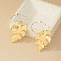 1 Pair French Style Simple Style Leaves Plating Alloy Drop Earrings main image 5
