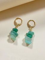 1 Pair Simple Style Commute Shiny Color Block Plating Stainless Steel Turquoise Titanium White Gold Plated Drop Earrings main image 3