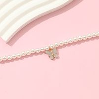 Cute Sweet Butterfly Artificial Pearl Metal Beaded Girl's Pendant Necklace main image 2