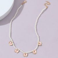 Princess Cute Sweet Butterfly Artificial Pearl Alloy Beaded Girl's Pendant Necklace main image 6