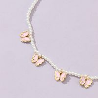 Princess Cute Sweet Butterfly Artificial Pearl Alloy Beaded Girl's Pendant Necklace main image 5