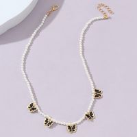 Princess Cute Sweet Butterfly Artificial Pearl Alloy Beaded Girl's Pendant Necklace main image 3