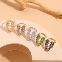 Classic Style Shiny Wings Copper 14k Gold Plated Zircon Open Rings In Bulk main image 1