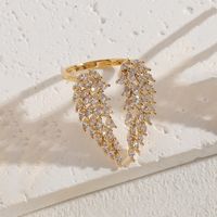 Classic Style Shiny Wings Copper 14k Gold Plated Zircon Open Rings In Bulk sku image 1