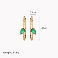 1 Pair Glam Shiny C Shape Heart Shape Plating Inlay Copper Crystal Moss Agate Zircon 14k Gold Plated 18k Gold Plated Earrings sku image 3