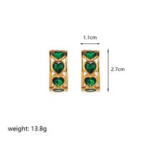 1 Par Glamour Brillante Forma De C Forma De Corazón Enchapado Embutido Cobre Cristal Ágata De Musgo Circón Chapado En Oro De 14 Quilates. Chapado En Oro De 18 Quilates. Aretes sku image 4