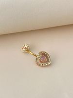 Classic Style Shiny Heart Shape Stainless Steel Titanium Copper Plating Inlay Zircon White Gold Plated Gold Plated Silver Plated Belly Ring main image 6