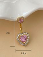 Classic Style Shiny Heart Shape Stainless Steel Titanium Copper Plating Inlay Zircon White Gold Plated Gold Plated Silver Plated Belly Ring main image 8