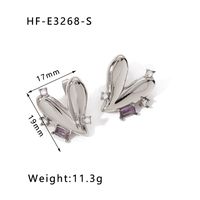 1 Pair Simple Style Round Heart Shape Inlay Titanium Steel Zircon Drop Earrings sku image 25