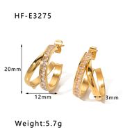 1 Pair Simple Style Round Heart Shape Inlay Titanium Steel Zircon Drop Earrings sku image 9