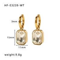 1 Pair Simple Style Round Heart Shape Inlay Titanium Steel Zircon Drop Earrings sku image 12