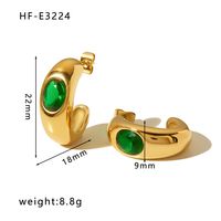 1 Pair Simple Style Round Heart Shape Inlay Titanium Steel Zircon Drop Earrings sku image 20