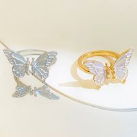 Elegant Sweet Butterfly Copper Enamel 14k Gold Plated Silver Plated Open Rings main image 4