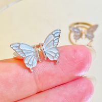 Elegant Sweet Butterfly Copper Enamel 14k Gold Plated Silver Plated Open Rings main image 2