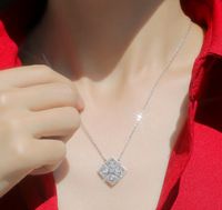 Sweet Geometric Sterling Silver Plating Inlay Moissanite Pendant Necklace sku image 1
