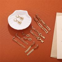 1 Pair Elegant Ethnic Style Key Lock Rectangle Plating Stainless Steel 18k Gold Plated Earrings main image 2