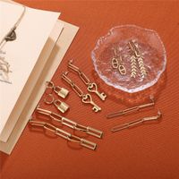 1 Pair Elegant Ethnic Style Key Lock Rectangle Plating Stainless Steel 18k Gold Plated Earrings main image 1