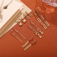 1 Pair Elegant Ethnic Style Key Lock Rectangle Plating Stainless Steel 18k Gold Plated Earrings main image 4