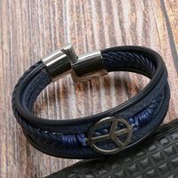 Classical Simple Style Roman Style Solid Color Stainless Steel Pu Leather Handmade Men's Bracelets main image 3
