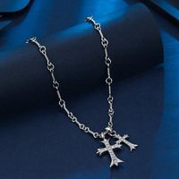Retro Punk Cross Copper Zircon Pendant Necklace In Bulk main image 1