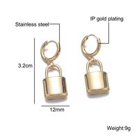 1 Pair Elegant Ethnic Style Key Lock Rectangle Plating Stainless Steel 18k Gold Plated Earrings sku image 1