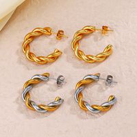 1 Pair Ig Style Twist Plating Stainless Steel 18k Gold Plated Earrings main image 4