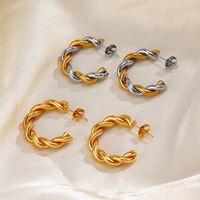 1 Pair Ig Style Twist Plating Stainless Steel 18k Gold Plated Earrings main image 5