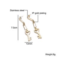 1 Pair Elegant Ethnic Style Key Lock Rectangle Plating Stainless Steel 18k Gold Plated Earrings sku image 6
