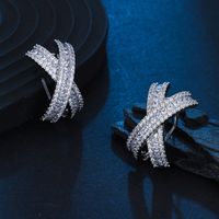 1 Pair Elegant Luxurious Shiny Letter Inlay Copper Zircon Ear Cuffs main image 1