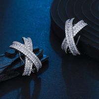 1 Pair Elegant Luxurious Shiny Letter Inlay Copper Zircon Ear Cuffs main image 3