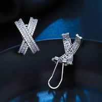 1 Pair Elegant Luxurious Shiny Letter Inlay Copper Zircon Ear Cuffs main image 4