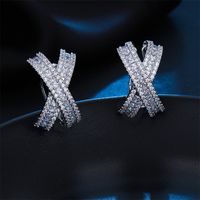 1 Pair Elegant Luxurious Shiny Letter Inlay Copper Zircon Ear Cuffs main image 5