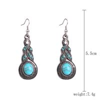 1 Pair Bohemian Water Droplets Heart Shape Flower Hollow Out Inlay Alloy Turquoise Drop Earrings sku image 1