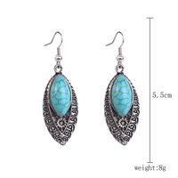 1 Pair Bohemian Water Droplets Heart Shape Flower Hollow Out Inlay Alloy Turquoise Drop Earrings sku image 2