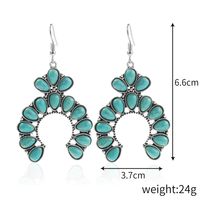 1 Pair Bohemian Water Droplets Heart Shape Flower Hollow Out Inlay Alloy Turquoise Drop Earrings sku image 6