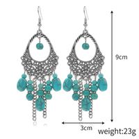 1 Pair Bohemian Water Droplets Heart Shape Flower Hollow Out Inlay Alloy Turquoise Drop Earrings sku image 7