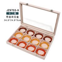 Simple Style Solid Color Wood Metal Button Jewelry Boxes sku image 6